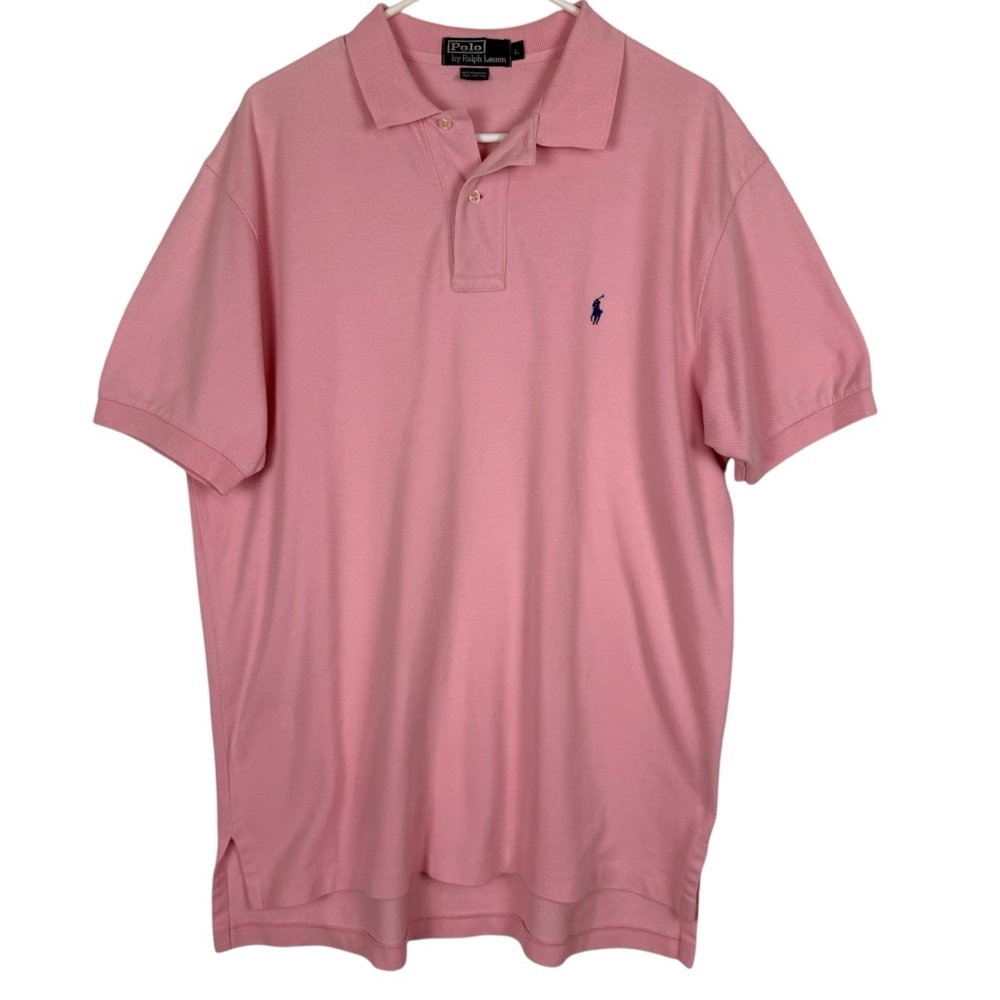Vtg. Y2K Polo Ralph Lauren Classic Fit Short Sleeve Cotton Polo Shirt Pink Large - Picture 2 of 13
